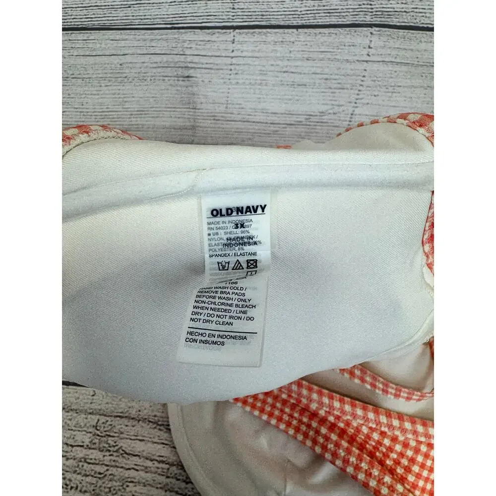 Old Navy Plus Size Cream & Coral Gingham Matching Bikini Swim Set Size 3X - Picture 7 of 13